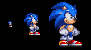 Different sprite scaling examples